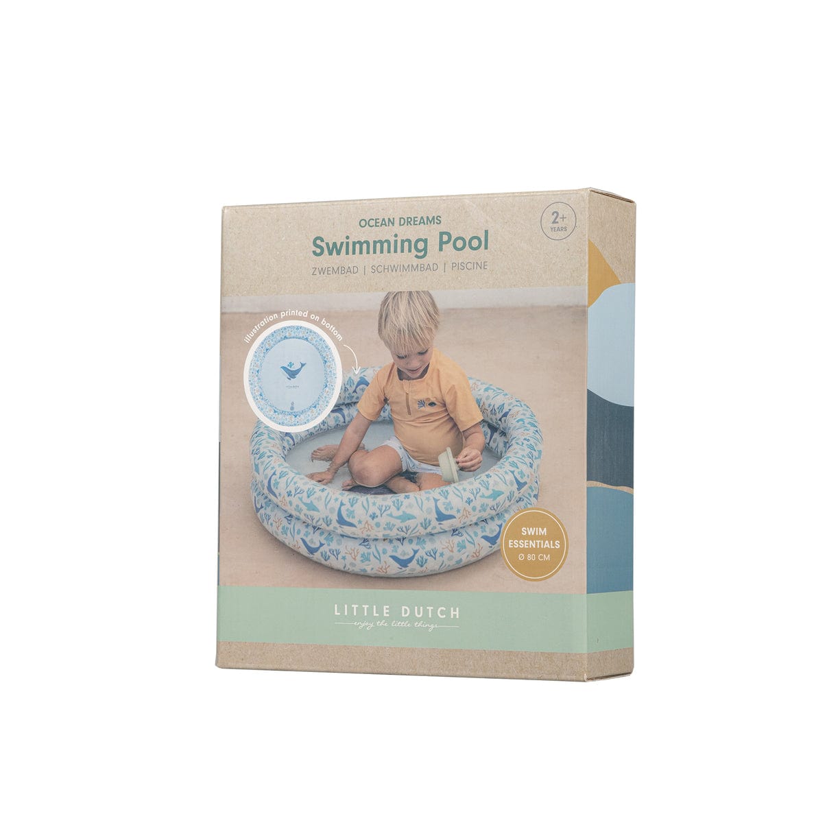 Little Dutch Paddling Pool Little Dutch Childrens Inflatable Paddling Pool 80cm (Ocean Dreams Blue)