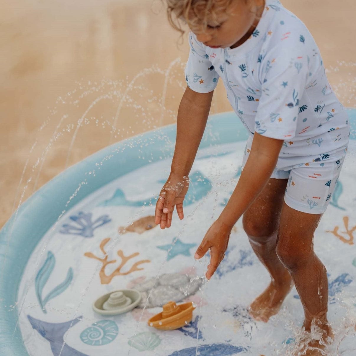 Little Dutch Paddling Pool Little Dutch Childrens Inflatable Sprinkler Mat 150cm (Ocean Dreams Blue)