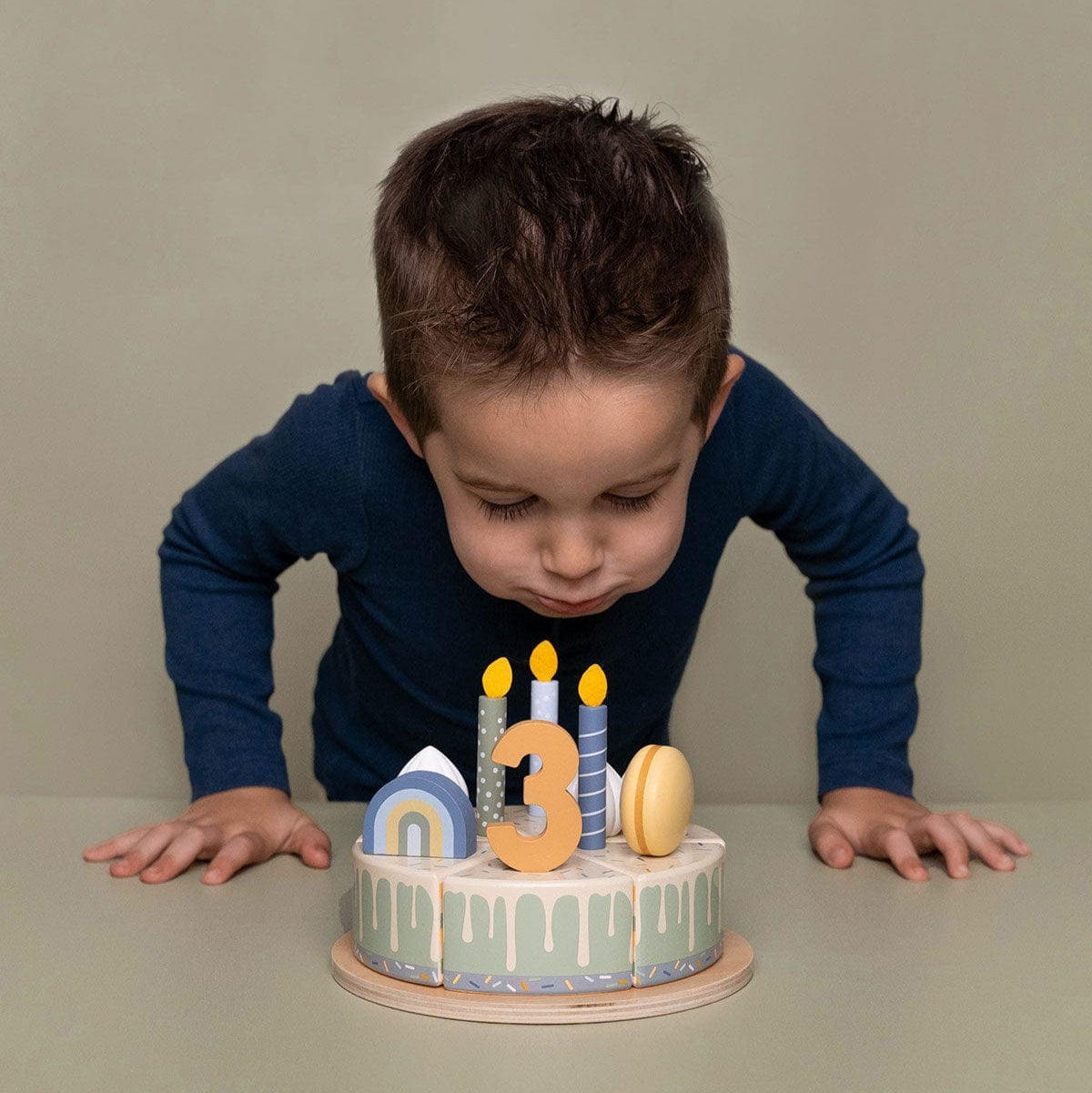 Little Dutch Play Food Little Dutch Blue Wooden Birthday Cake