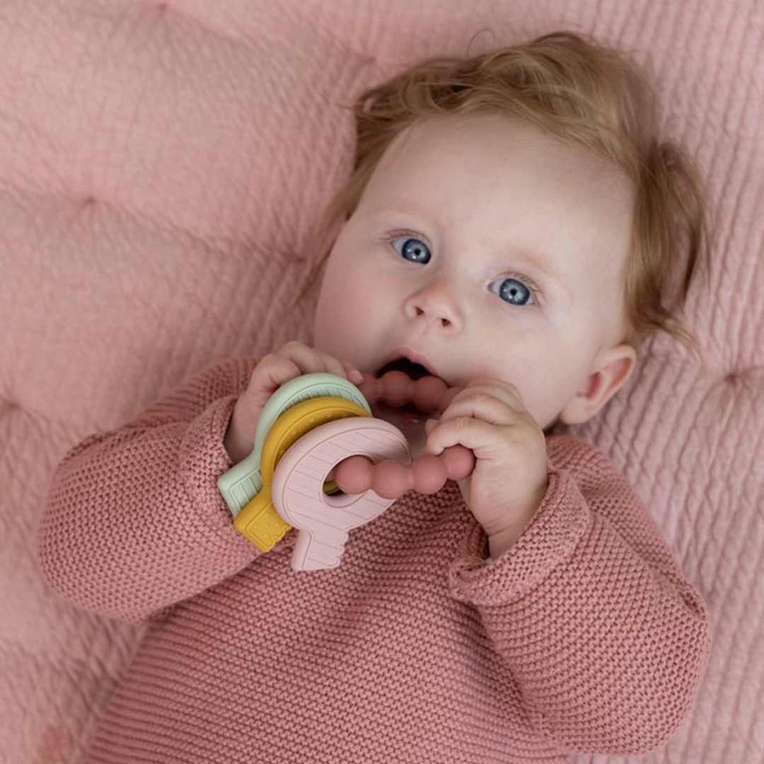 Little Dutch Teether Little Dutch Silicone Keychain Teething Toy (Pink)