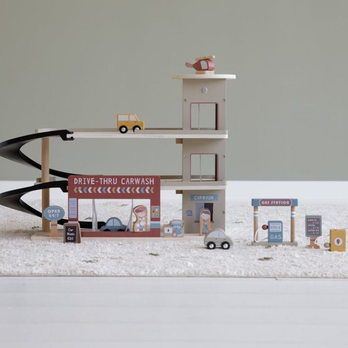 Little Dutch Wooden toy Little Dutch Wooden Railway Extension Garage