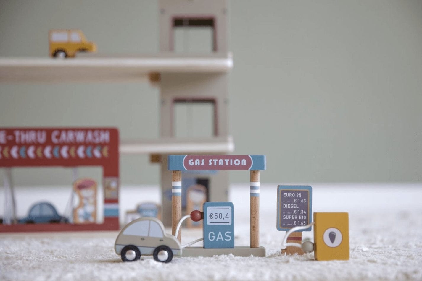Little Dutch Wooden toy Little Dutch Wooden Railway Extension Garage