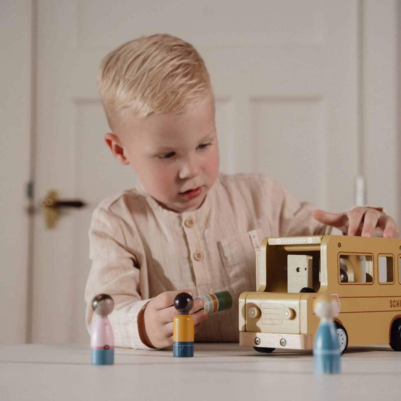 Little Dutch Wooden Toy Little Dutch Wooden School Bus Playset with Peg Dolls