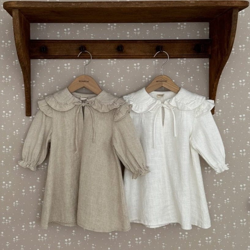 Monbebe Dress Louis Ruffle Collar Dress (Cream)