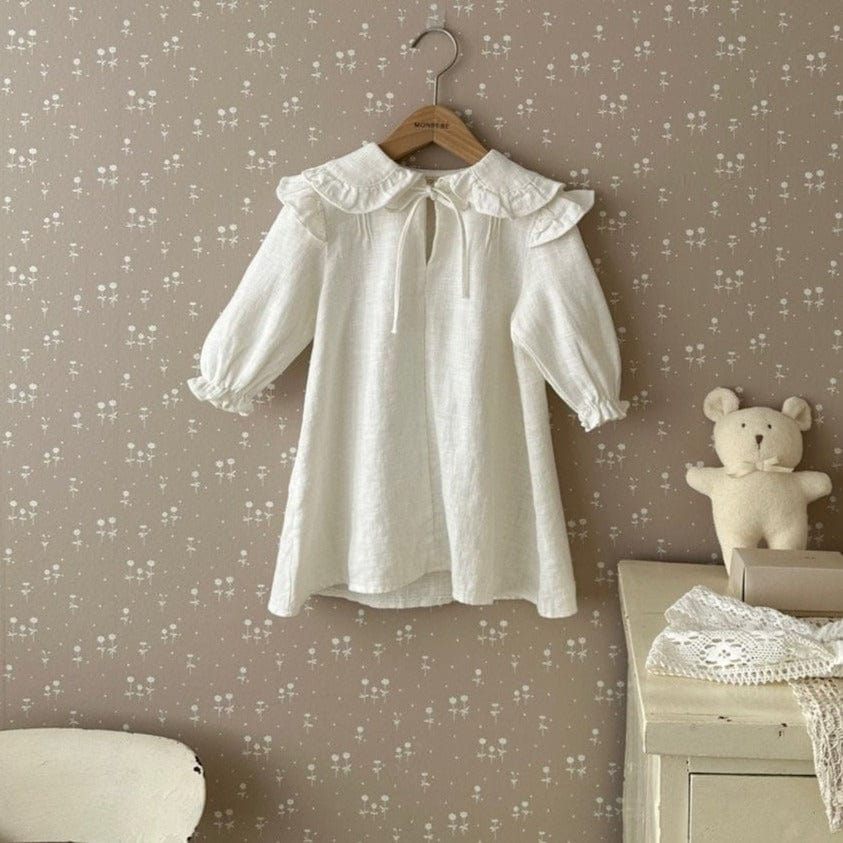 Monbebe Dress Louis Ruffle Collar Dress (Cream)