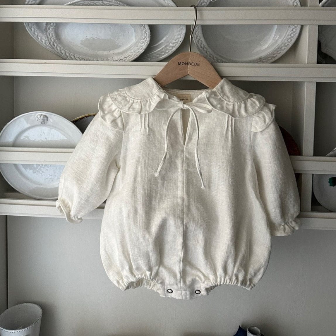 Monbebe Romper Louis Linen Baby Romper (Beige)