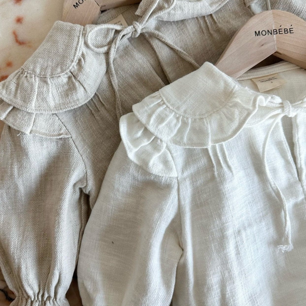 Monbebe Romper Louis Linen Baby Romper (Ivory)