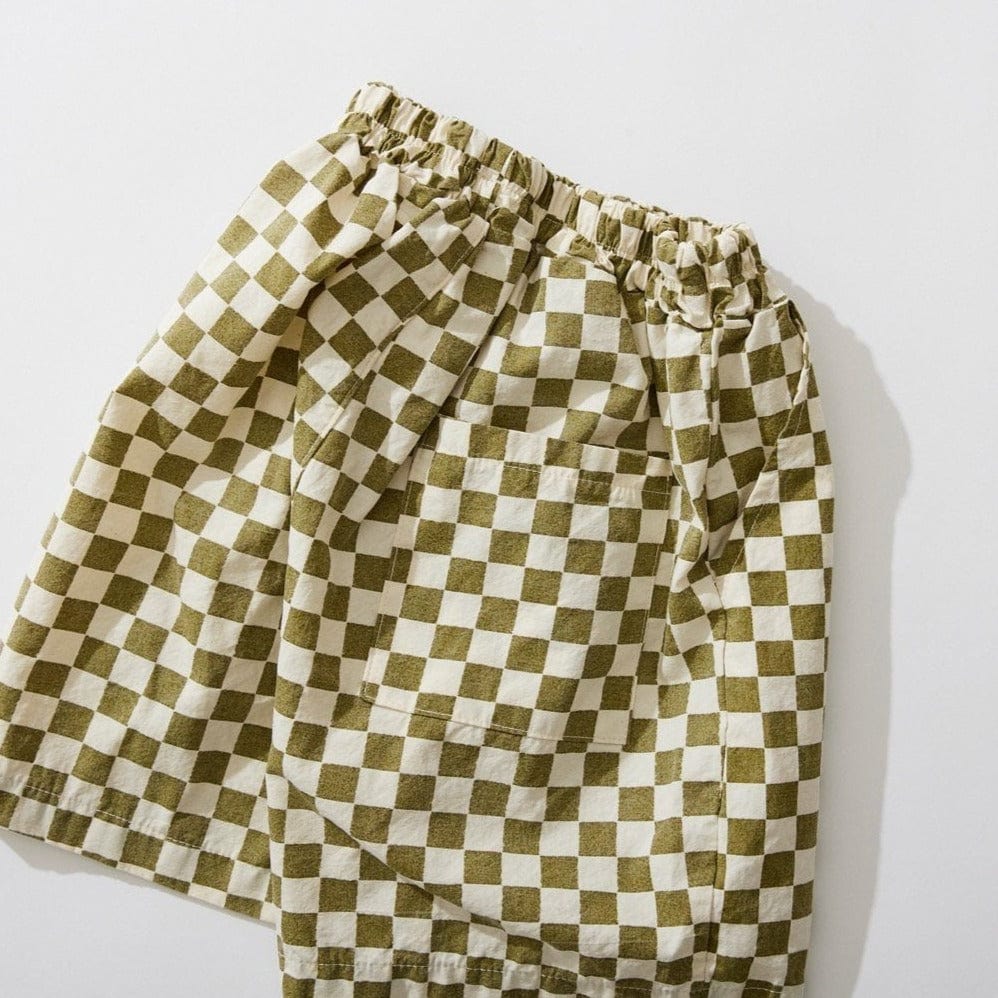Mui Mui Shorts Unisex Green Checked Shorts