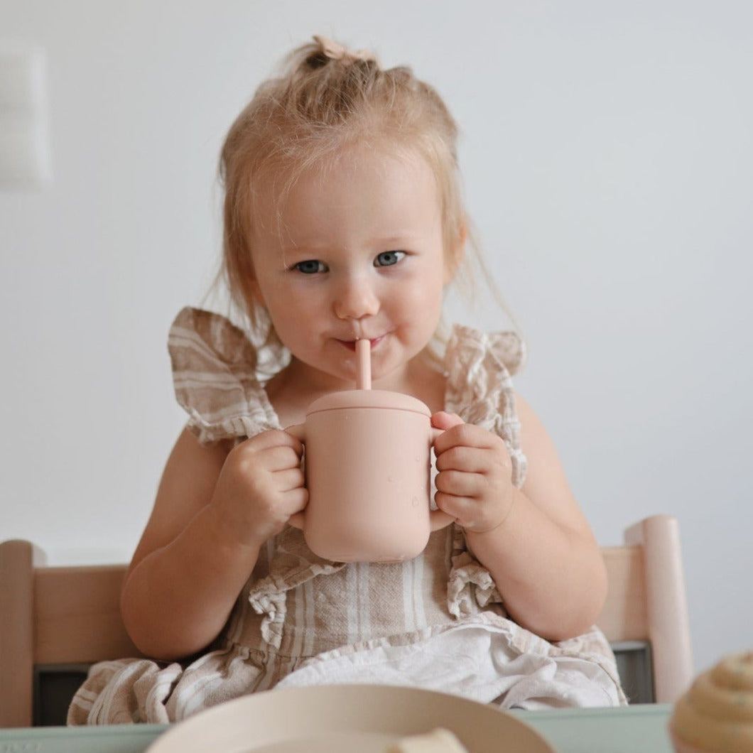 Mushie Sensory Toys Mushie Silicone Training Cup + Straw (Blush)
