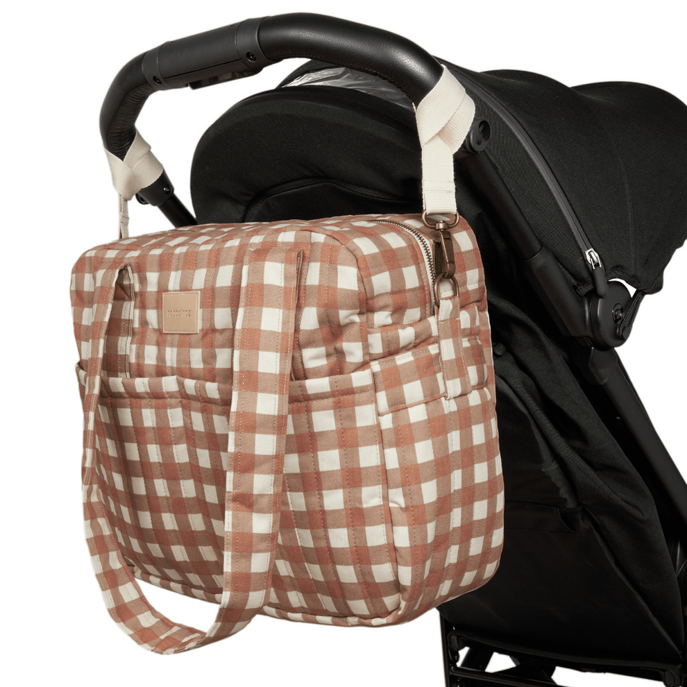 Nobodinoz Changing Bag Hyde Park Waterproof Changing Bag (Terracotta Check)