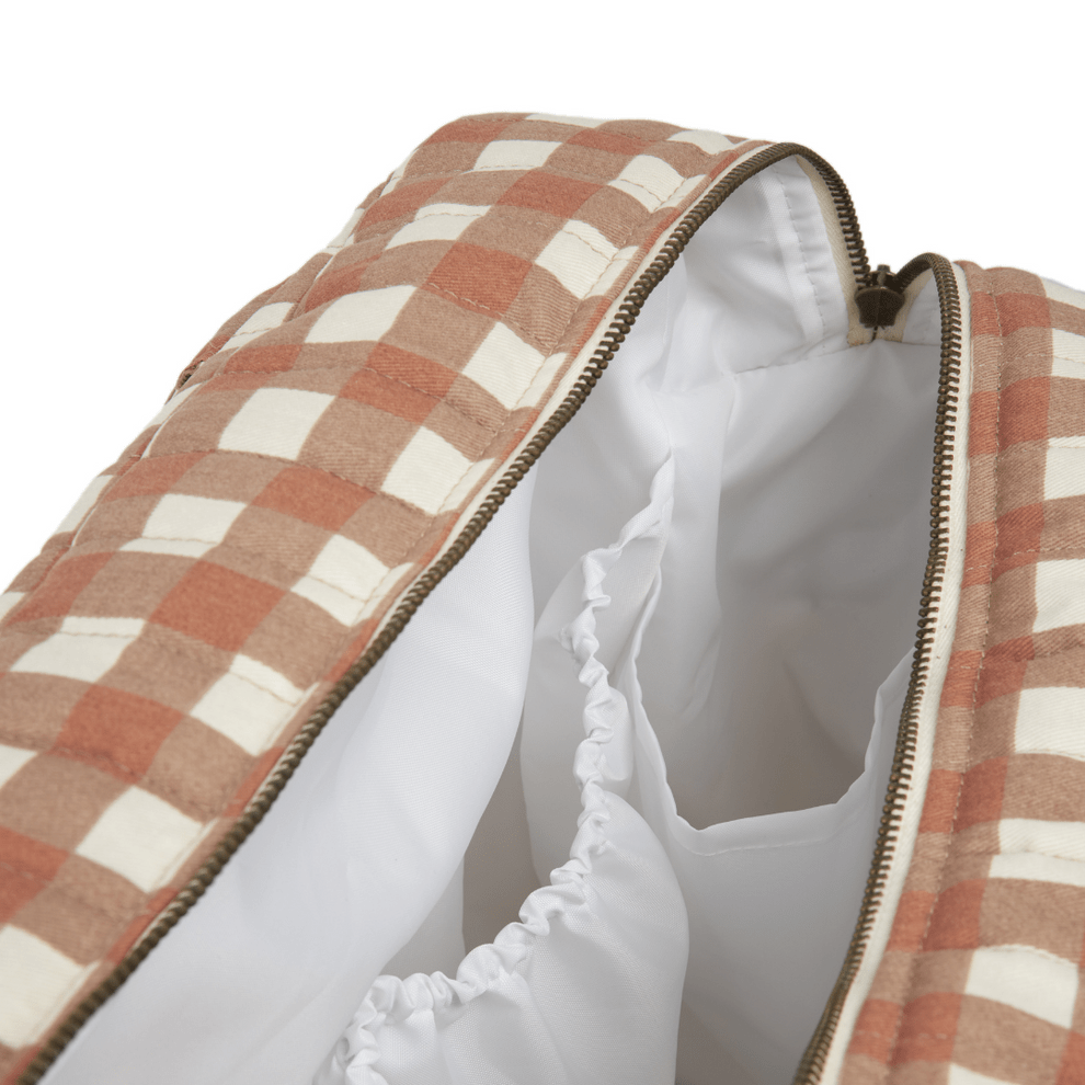 Nobodinoz Changing Bag Hyde Park Waterproof Changing Bag (Terracotta Check)