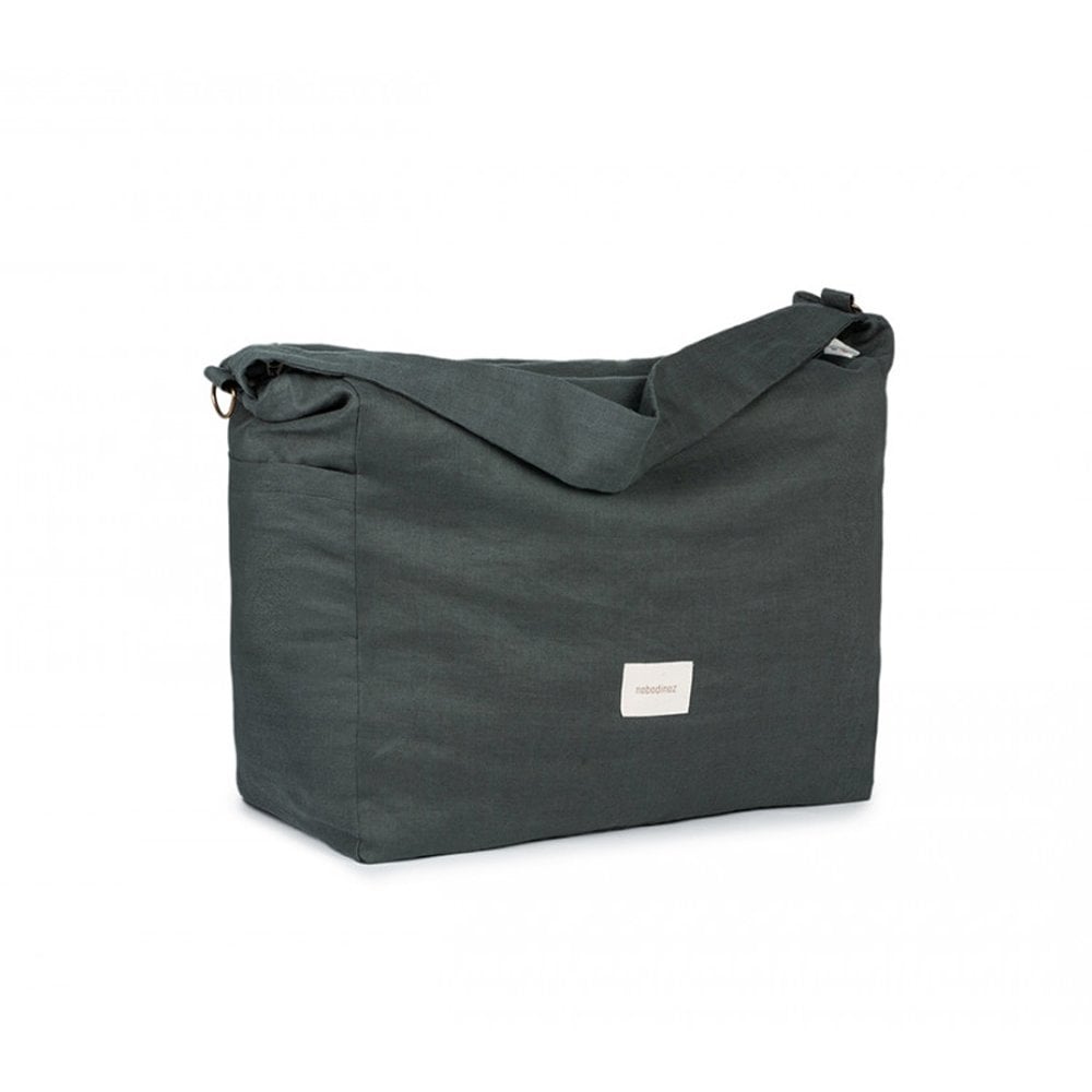 Nobodinoz Changing Bag Lin Francis Linen Stroller Changing Bag (Green Blue)