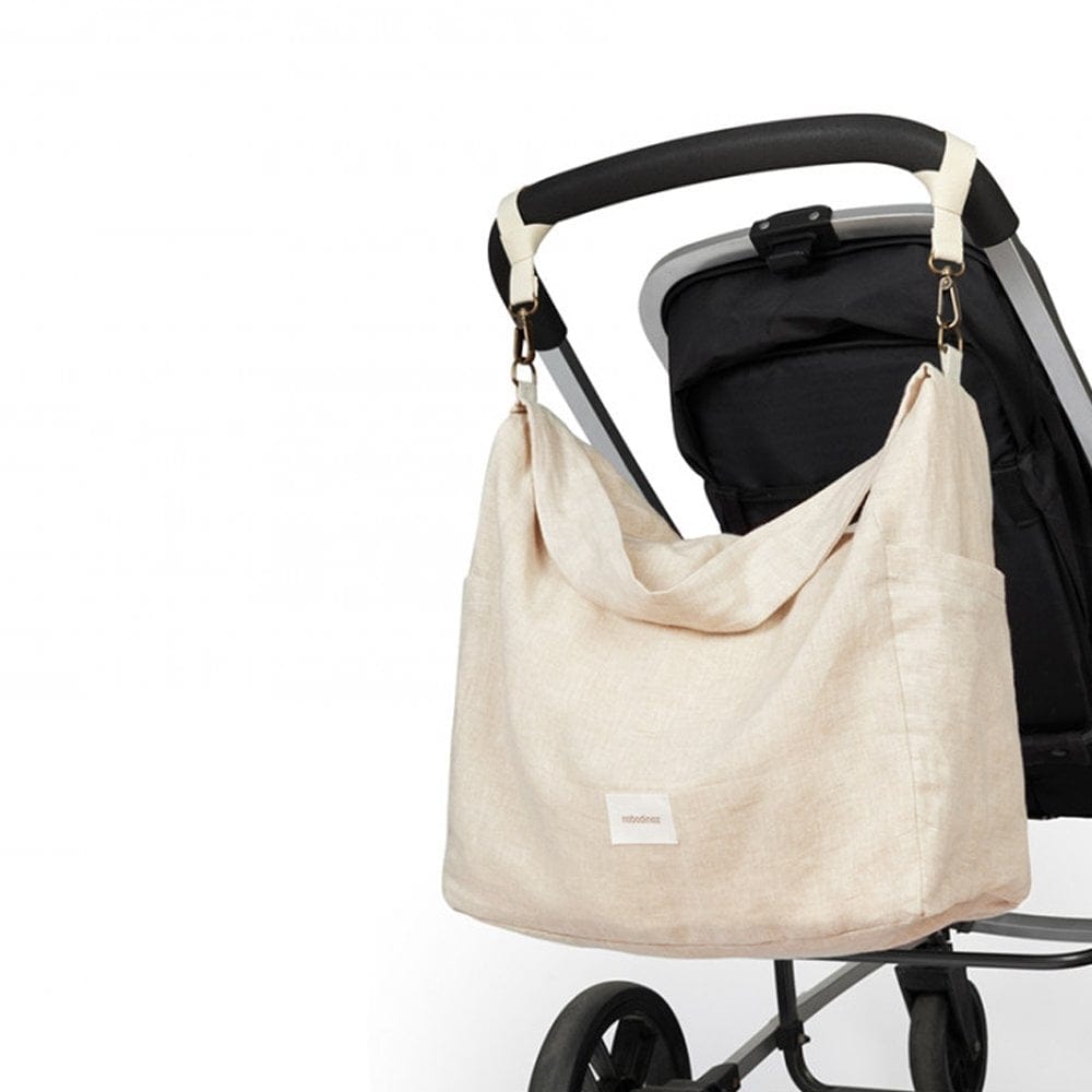Nobodinoz Changing Bag Lin Francis Linen Stroller Changing Bag (Natural / Greige)