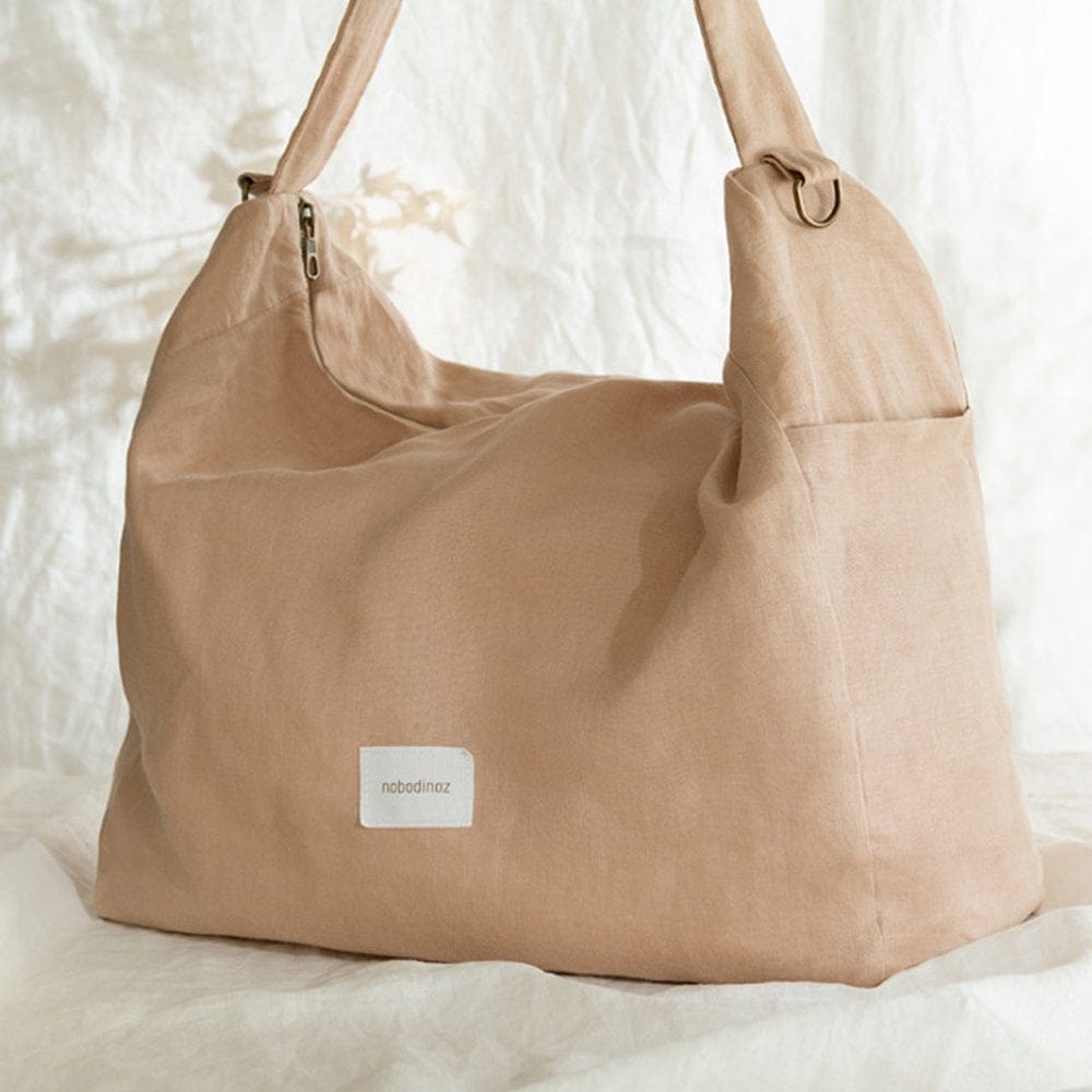 Nobodinoz Changing Bag Lin Francis Linen Stroller Changing Bag (Sand)