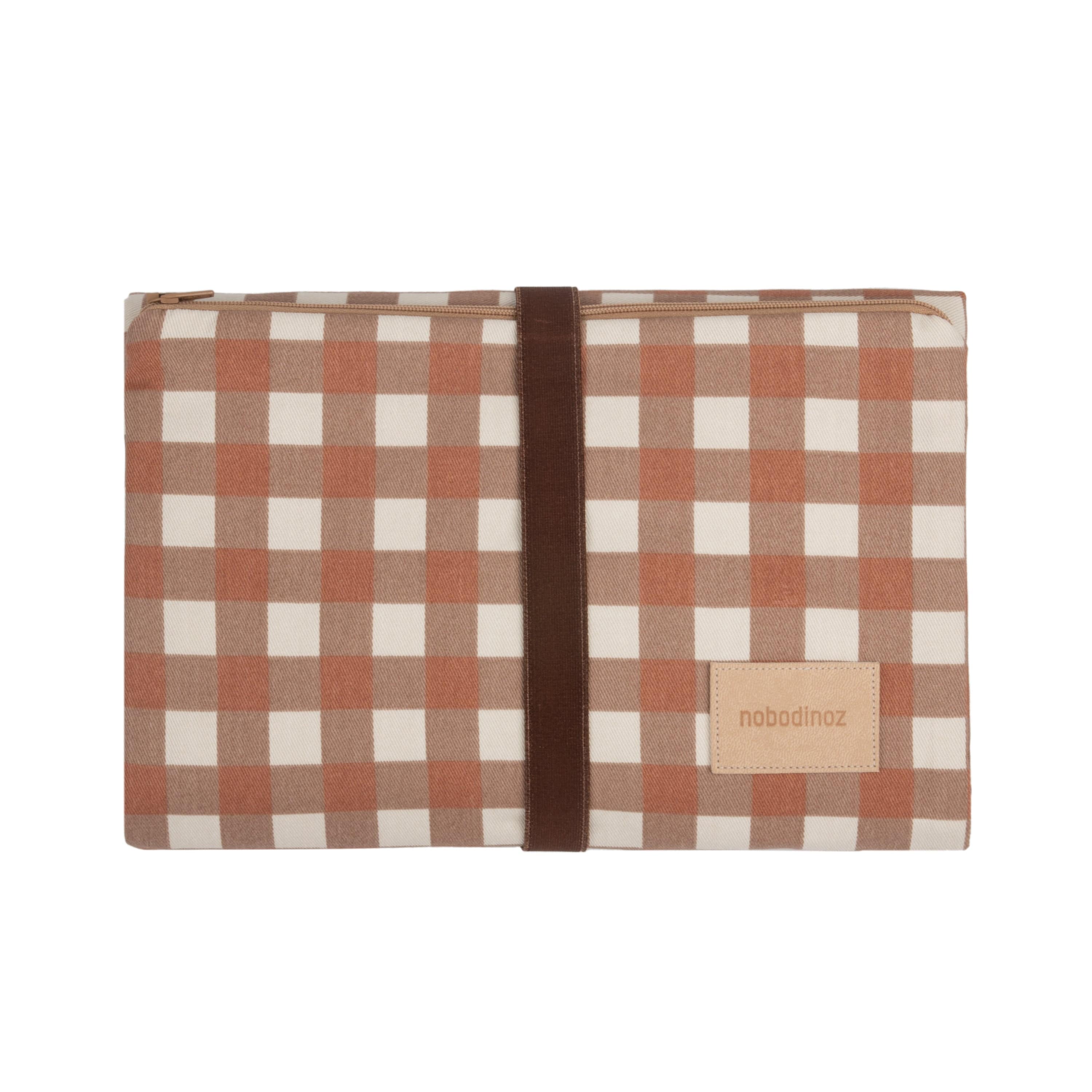 Nobodinoz Changing Mat Hyde Park Waterproof Changing (Terracotta Check)