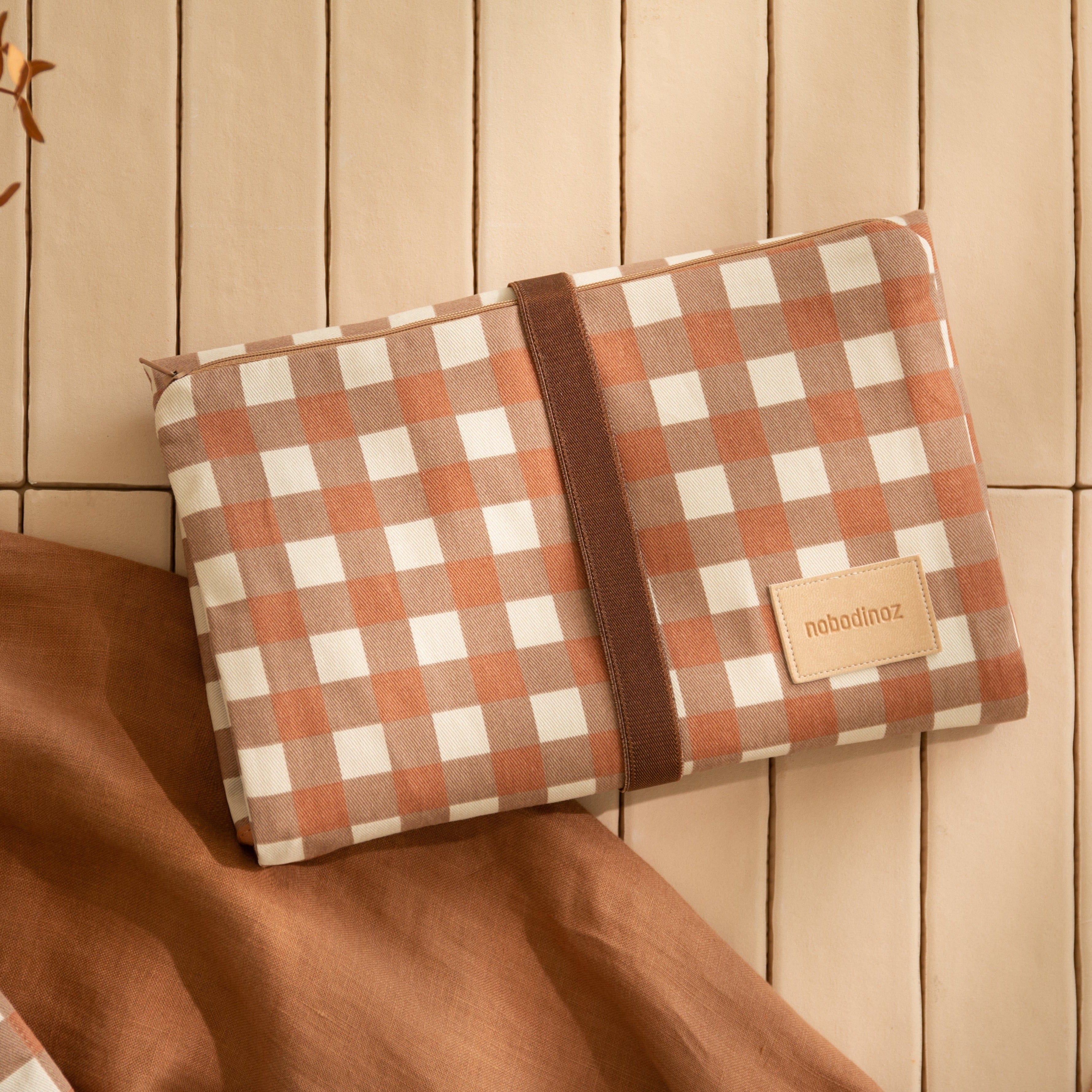 Nobodinoz Changing Mat Hyde Park Waterproof Changing (Terracotta Check)