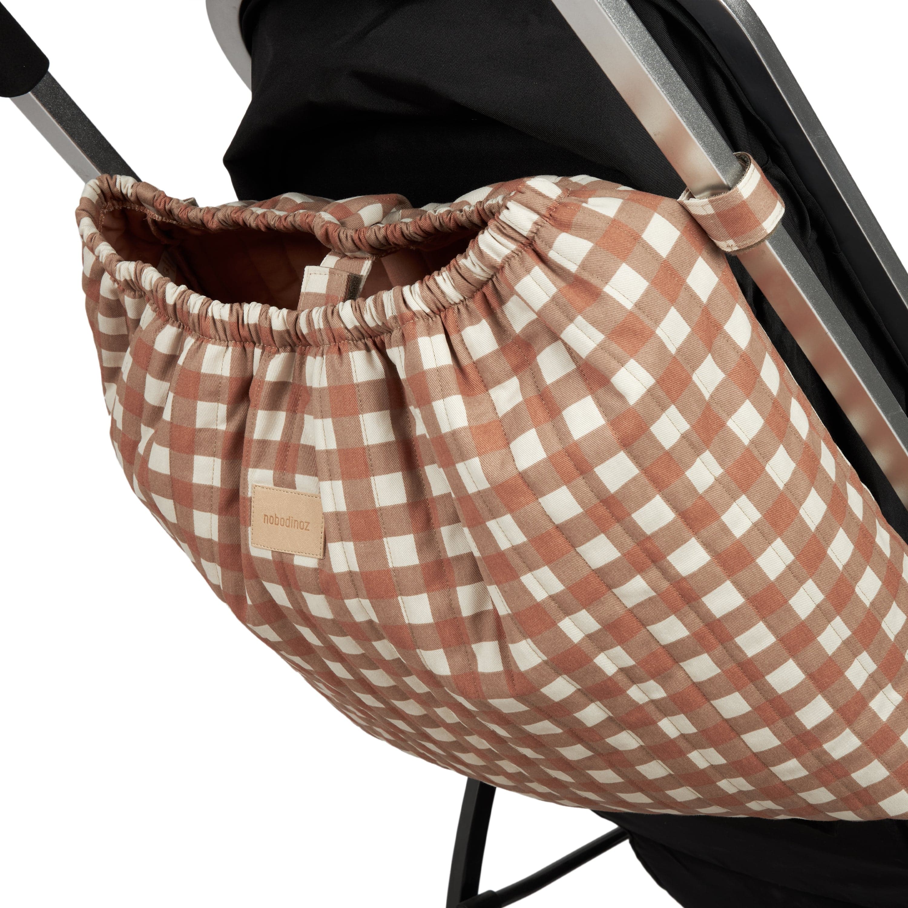 Nobodinoz Stroller Storage Bag Hyde Park Storage Stroller Bag (Terracotta Check)