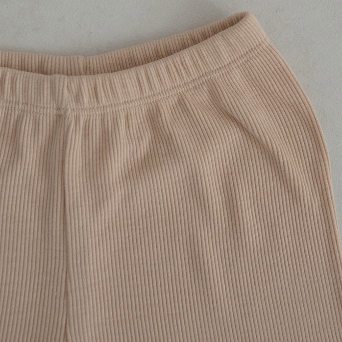 Peekaboo Set Unisex Ribbed Cotton Summer Shorts + T-shirt Set (Camel)