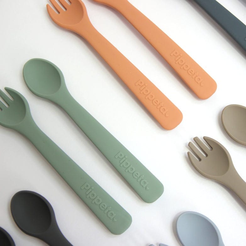 Pippeta Fork & Spoon Silicone Spoon & Fork (Meadow Green)