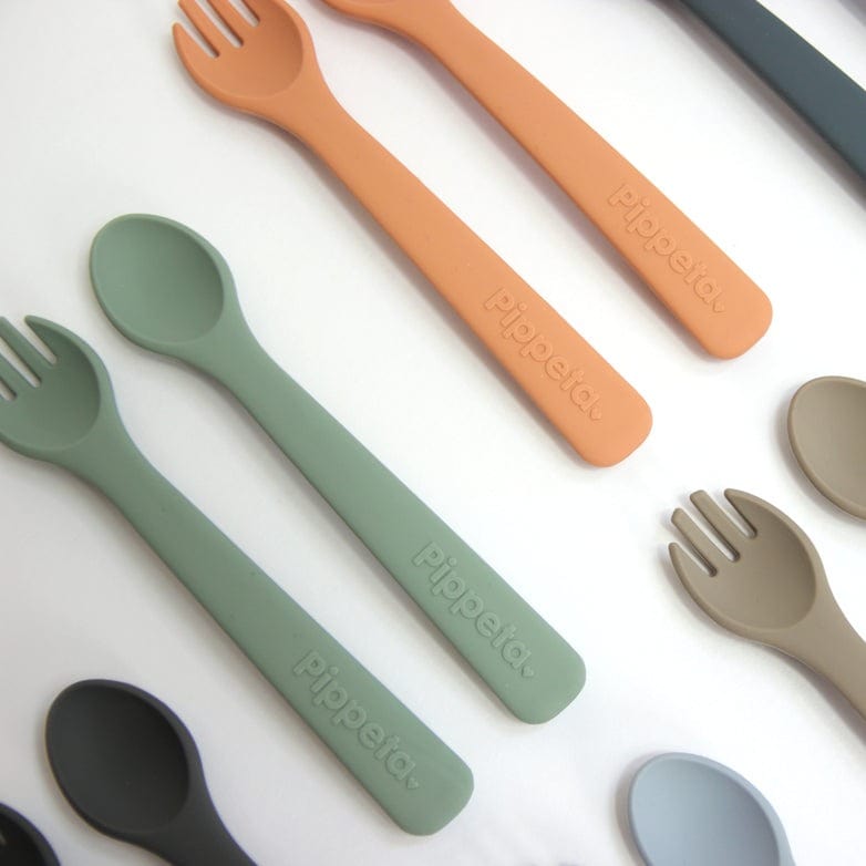Pippeta Fork & Spoon Silicone Spoon & Fork (Sea Salt)