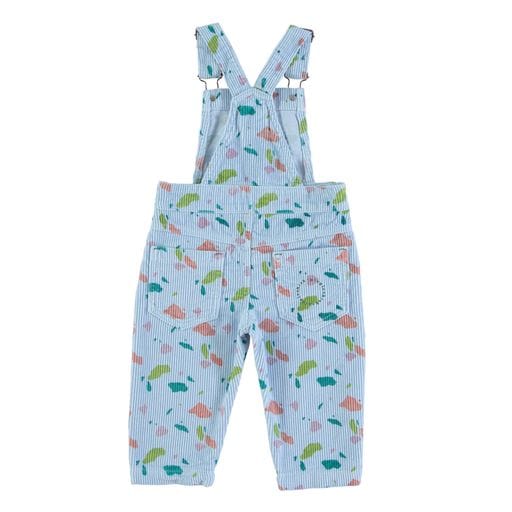 Piupiuchick Dungarees Kids Corduroy Dungarees Blue with Multicolour Geometric Print