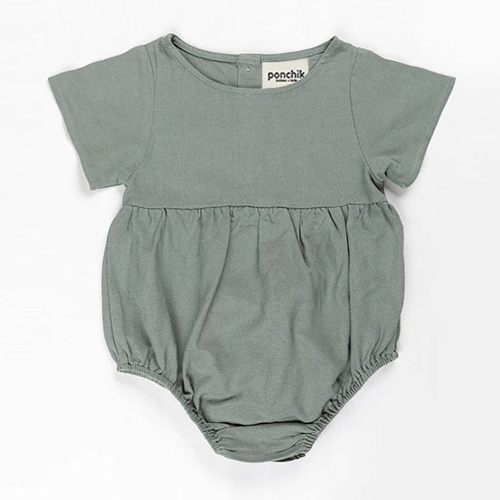 Ponchik Babies + Kids Romper Linen Baby Romper (Artichoke Green)