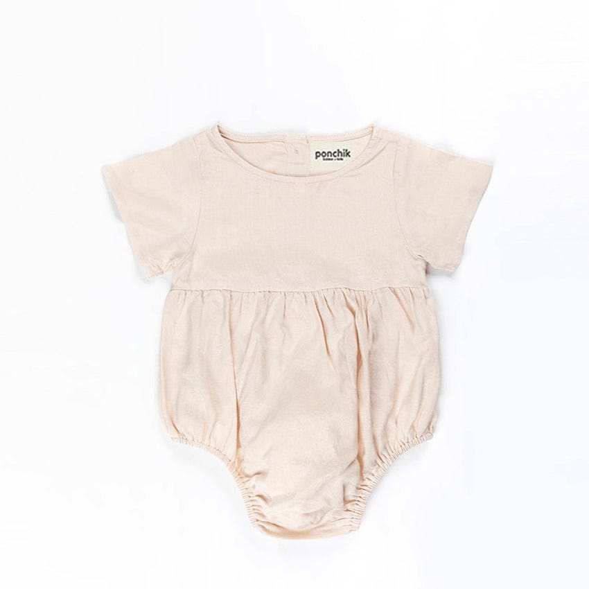 Ponchik Babies + Kids Romper Linen Romper (Beige)