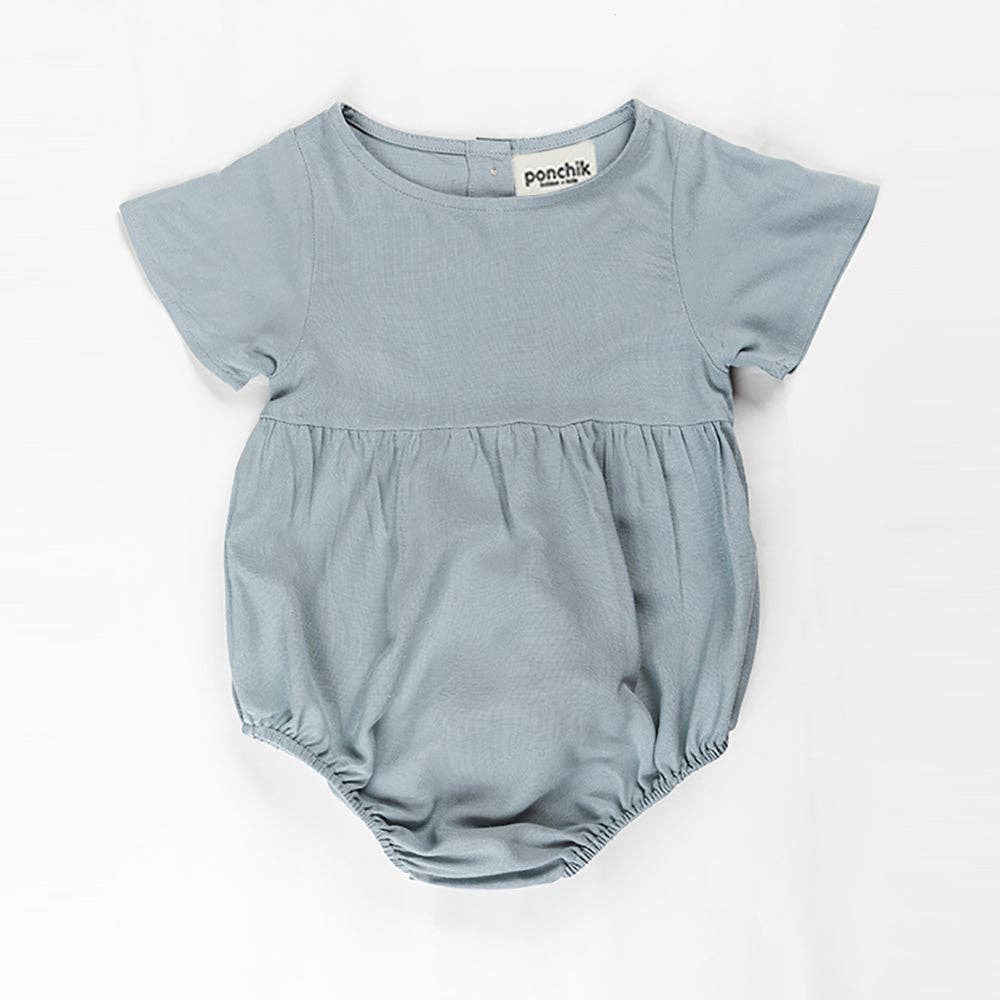 Ponchik Babies + Kids Romper Linen Romper (Capri Blue)
