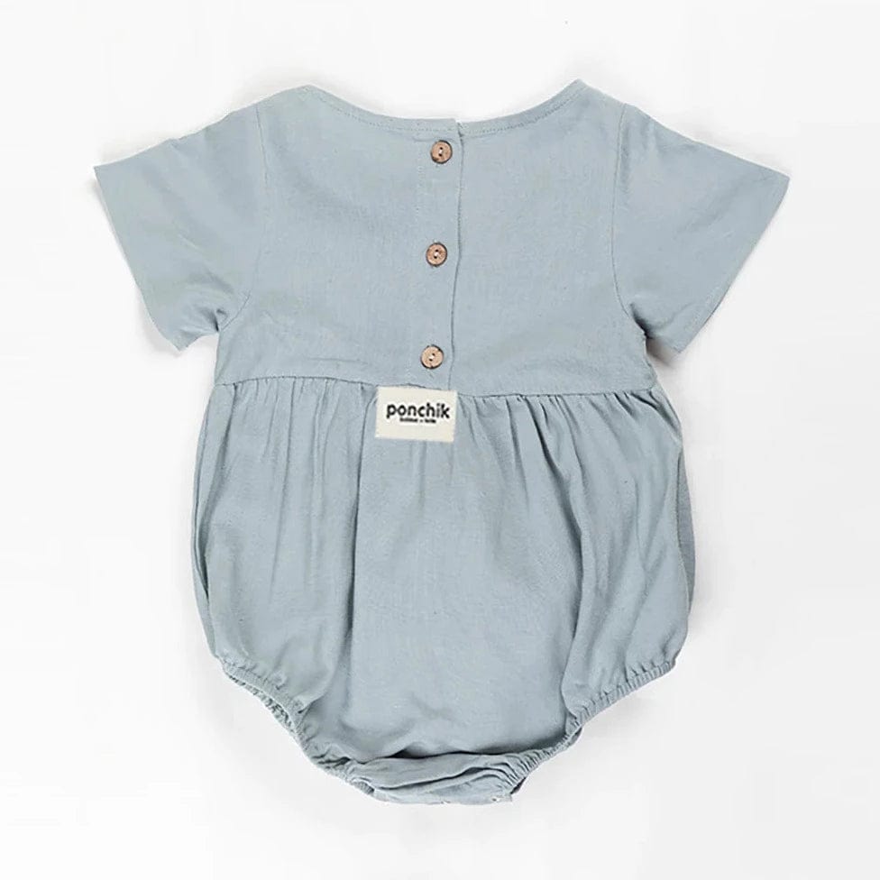 Ponchik Babies + Kids Romper Linen Romper (Capri Blue)