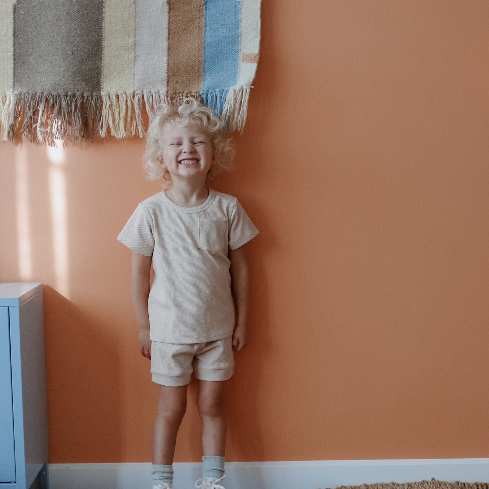 Ponchik Babies + Kids Shorts Unisex Ribbed Cotton Baby Shorts (Beige)