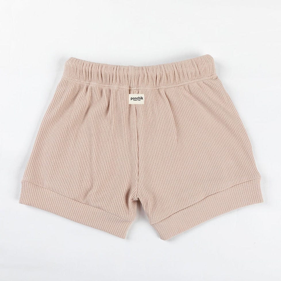 Ponchik Babies + Kids Shorts Unisex Ribbed Cotton Baby Shorts (Beige)