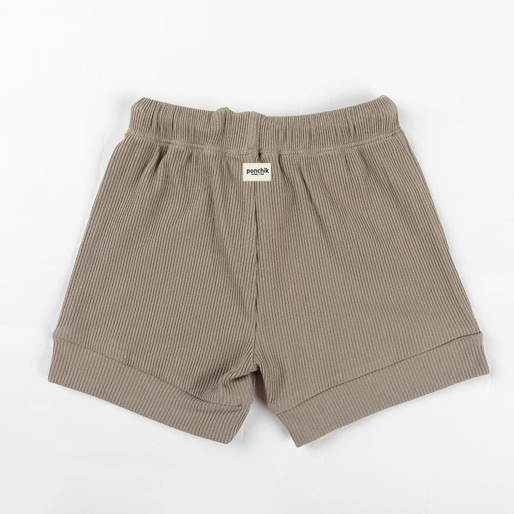 Ponchik Babies + Kids Shorts Unisex Ribbed Cotton Shorts (Artichoke green)