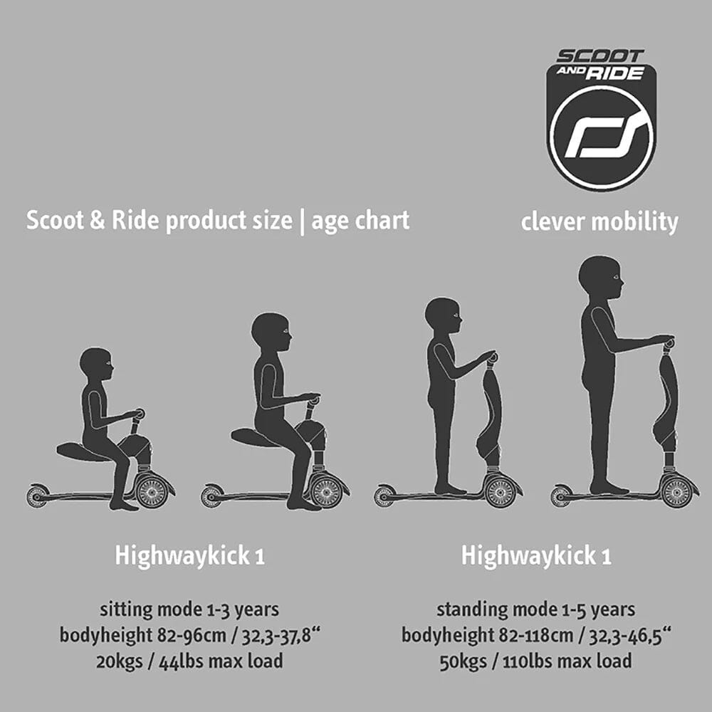 Scoot & Ride Scooter Highwaykick 1 Lifestyle Kids Scooter & Push Along (Brown Lines)