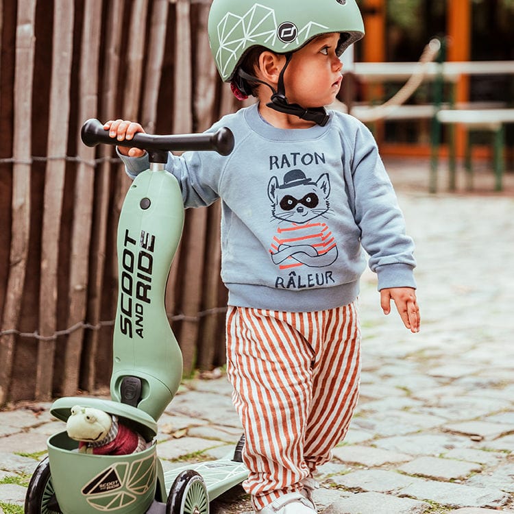 Scoot & Ride Scooter Highwaykick 1 Lifestyle Kids Scooter & Push Along (Green Lines)