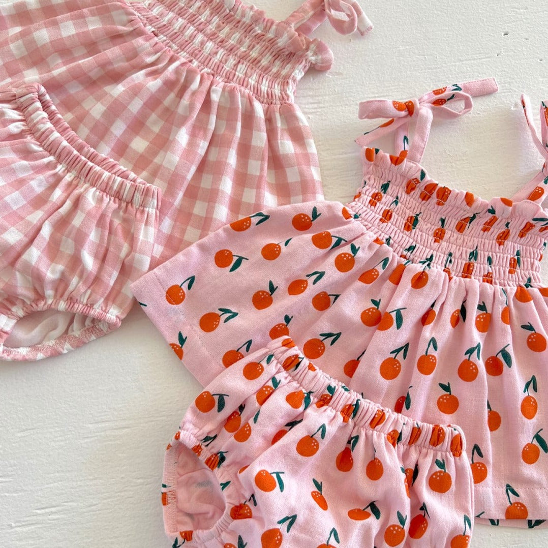Siix Collection Baby Set SIIX Collection Organic Blush Oranges Smocked Set