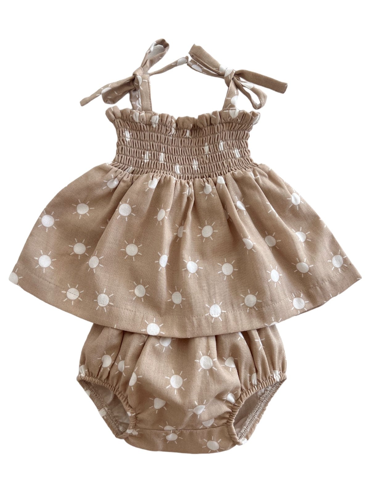 Siix Collection Baby Set SIIX Collection Organic Smocked Set (Beige)