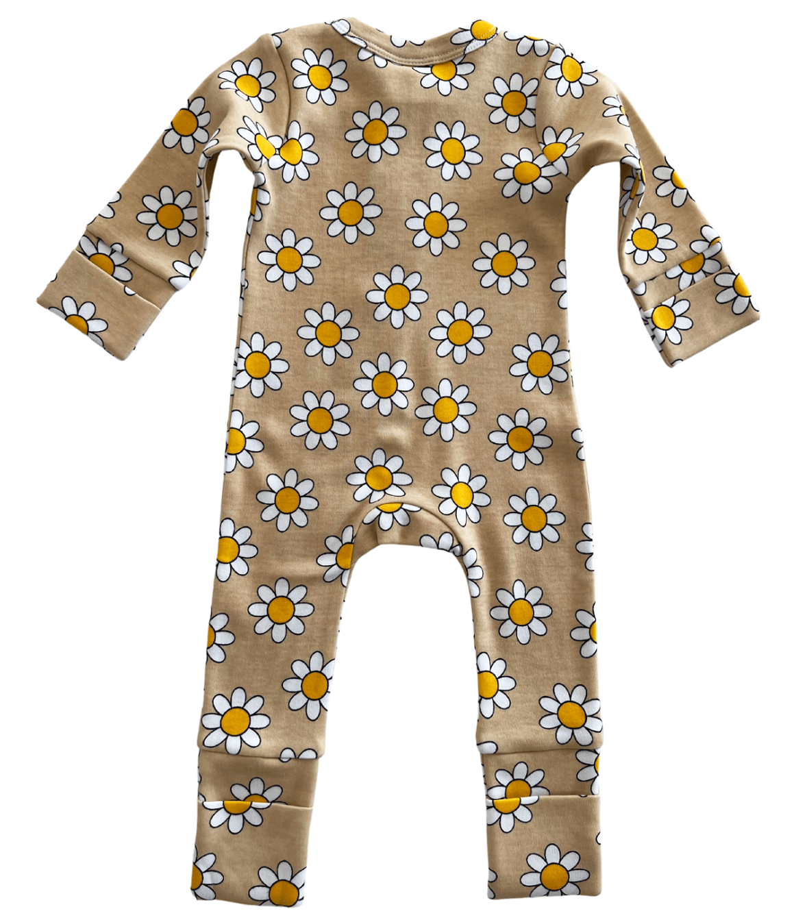 Siix Collection Romper Beige Daisy Organic Cotton Zip Sleepsuit
