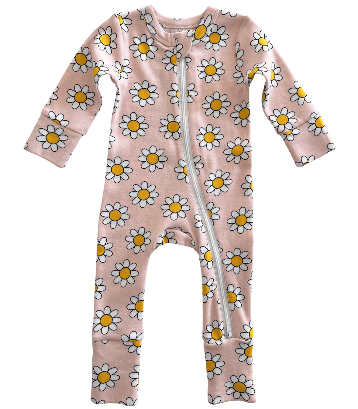 Siix Collection Romper Pink Daisy Organic Cotton Zip Sleepsuit