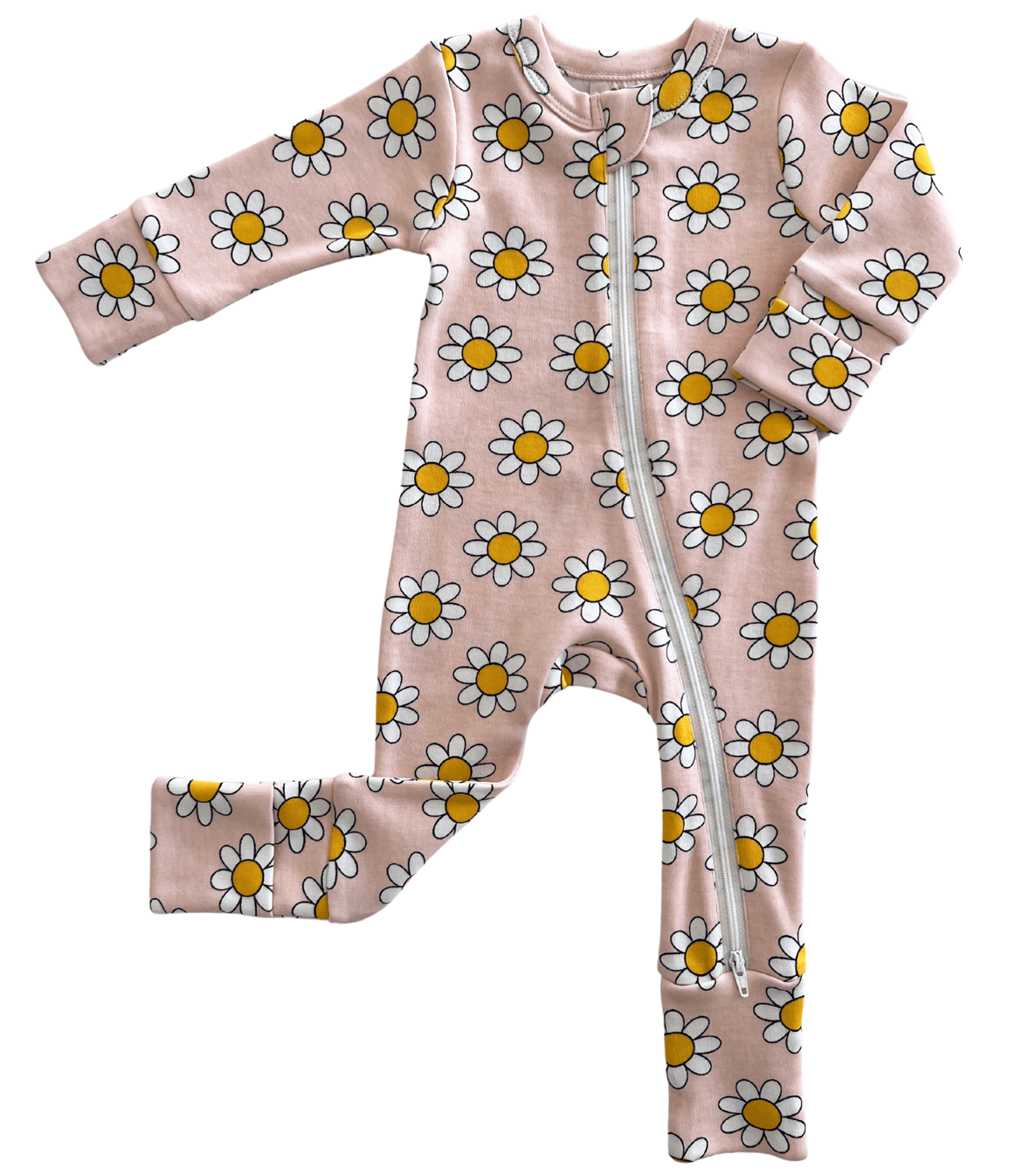 Siix Collection Romper Pink Daisy Organic Cotton Zip Sleepsuit