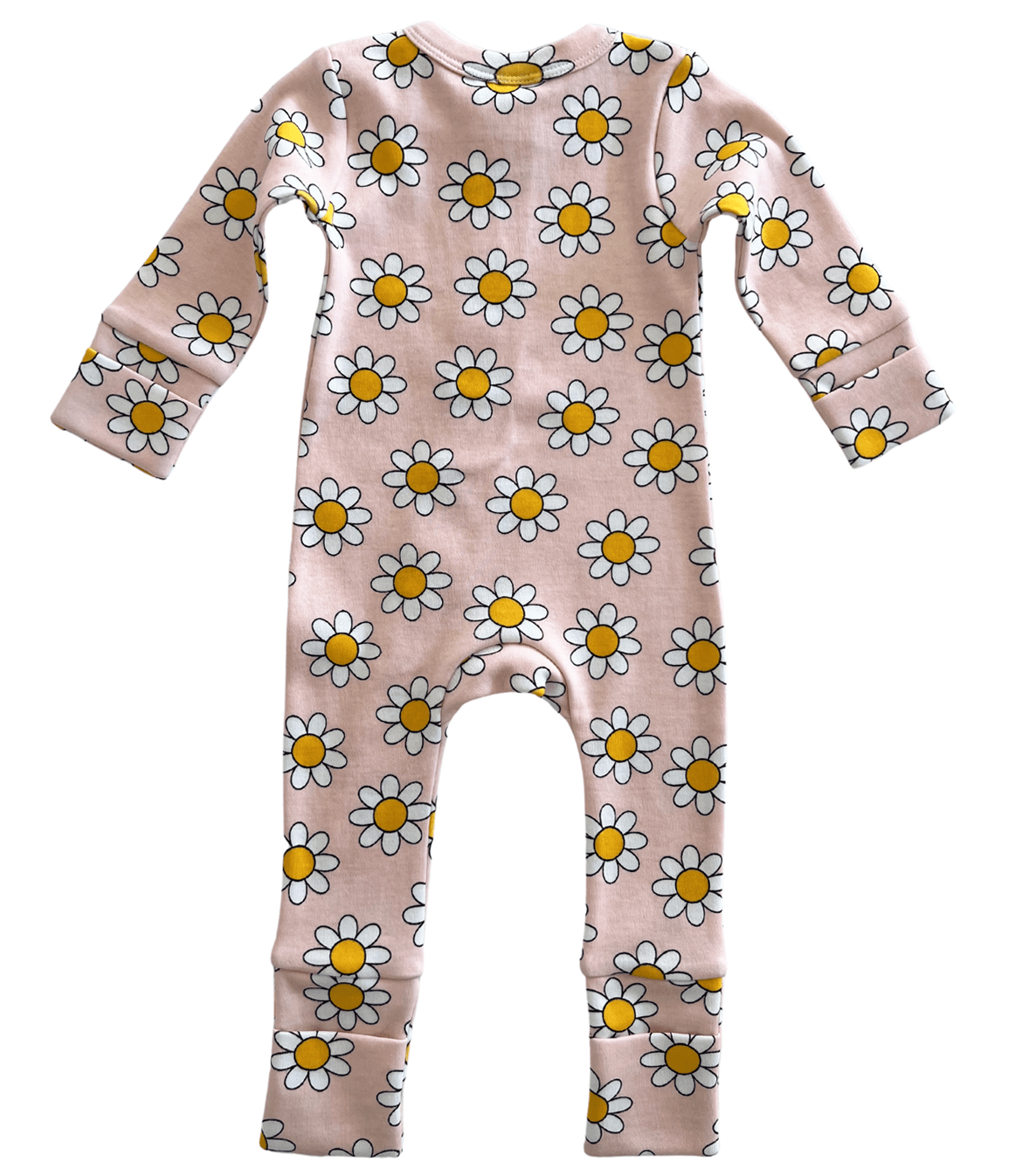 Siix Collection Romper Pink Daisy Organic Cotton Zip Sleepsuit