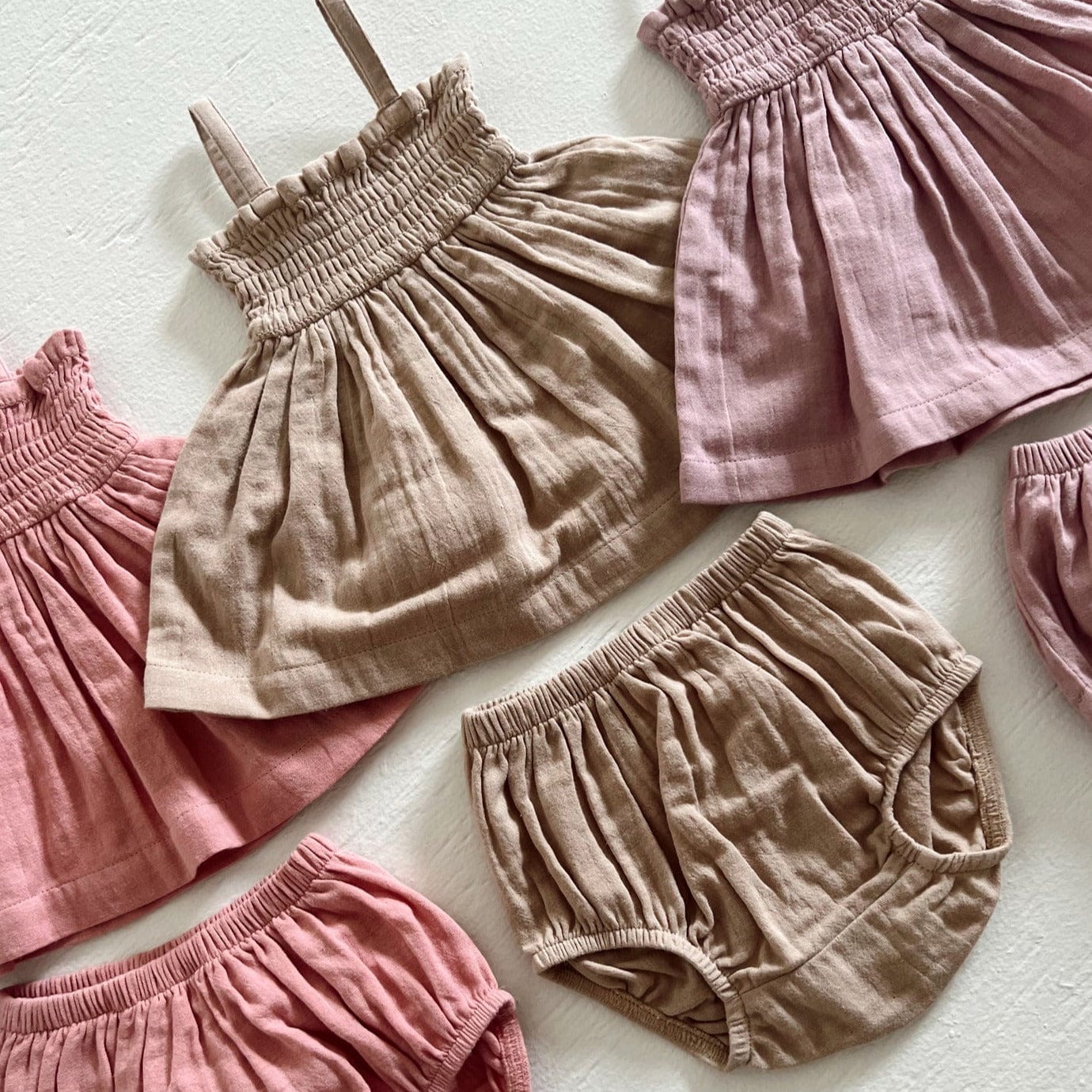 Siix Collection Set Organic Cotton Smocked Baby Set (Rose)