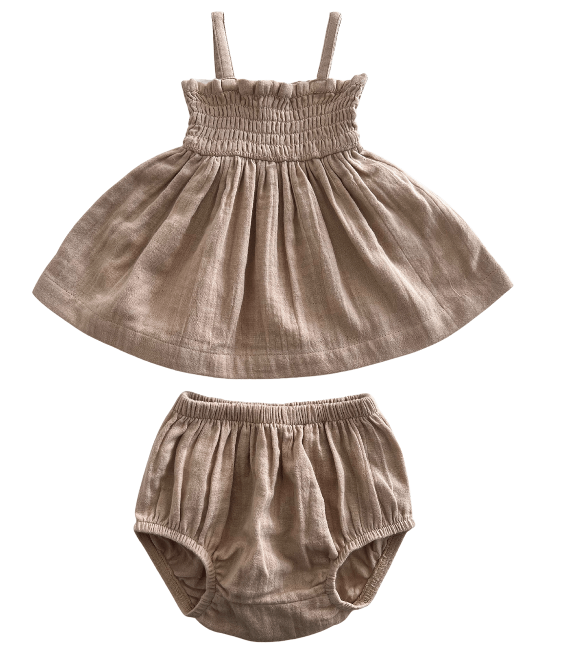 Siix Collection Set Organic Cotton Smocked Baby Set (Sand)