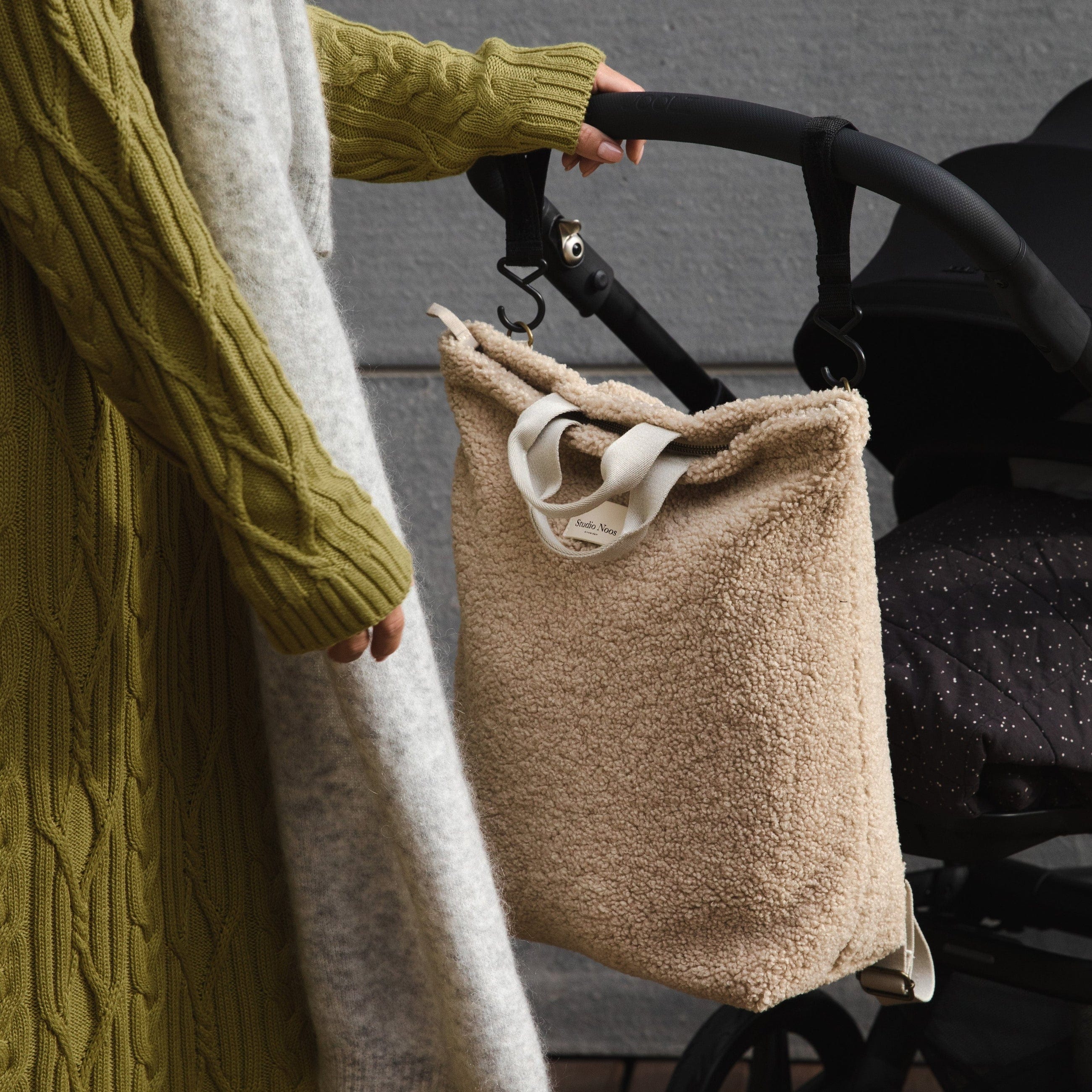 Studio Noos Changing Bag Studio Noos Teddy Mom Backpack With Stroller Clips (Ecru)