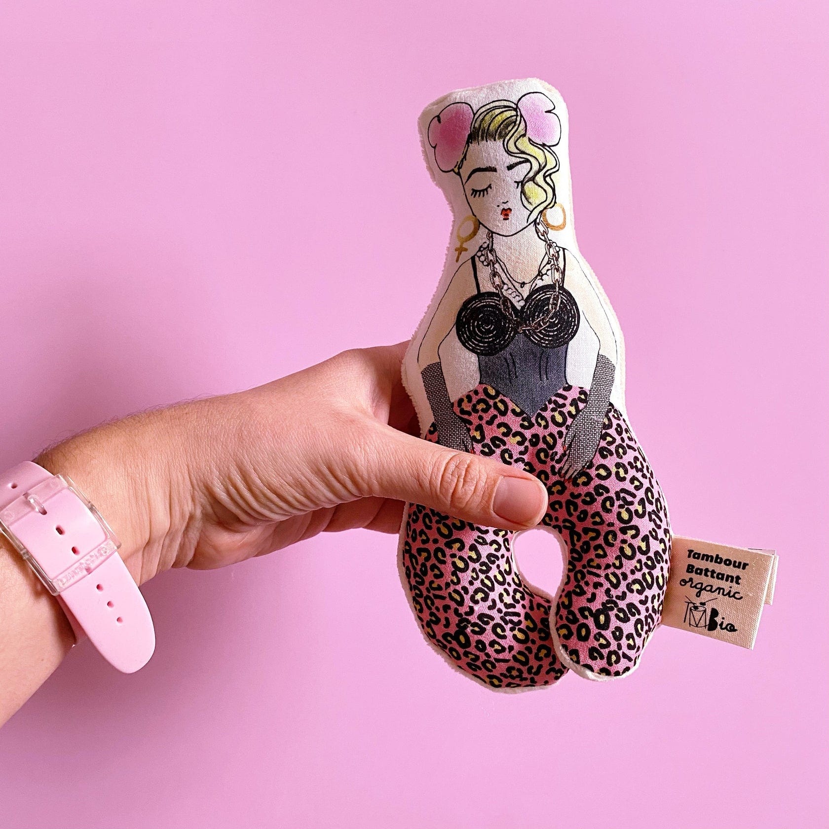 Tambour Battant Baby Rattle Tambour Battant Madonna 'Material Girl' Organic Baby Rattle