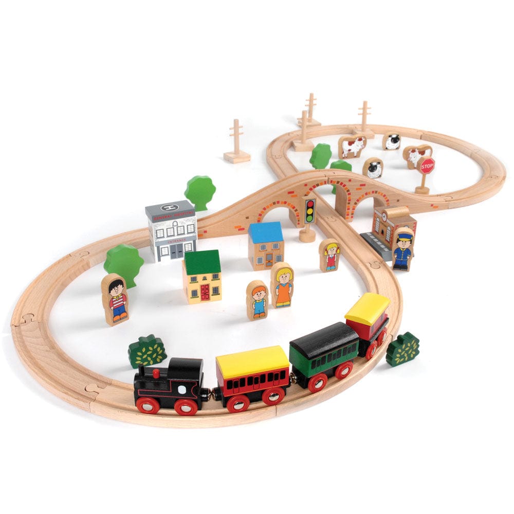 Tidlo 50 Piece Wooden Train Set
