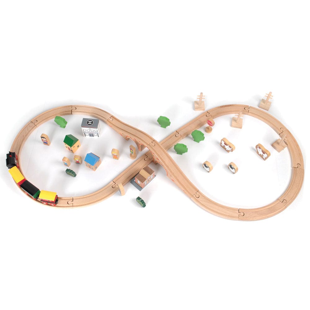 Tidlo 50 Piece Wooden Train Set