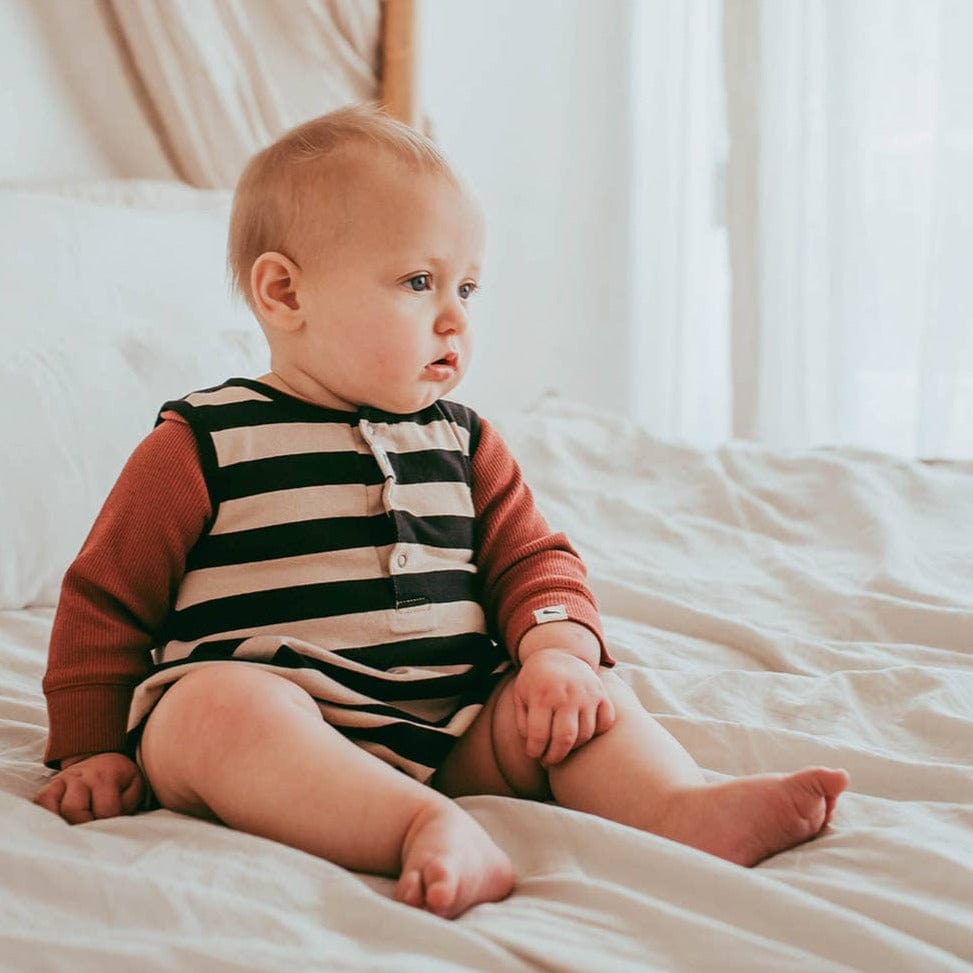 Turtledove London Baby Romper Organic Cotton Wide Stripe Baby Romper