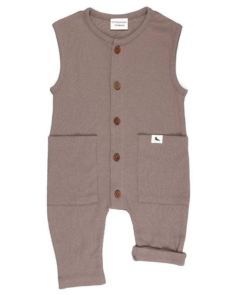 Turtledove London Overall Organic Cotton Unisex Ribbed Dungaree (Stone)