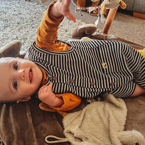 Turtledove London Overall Organic Cotton Unisex Stripe Ribbed Dungarees
