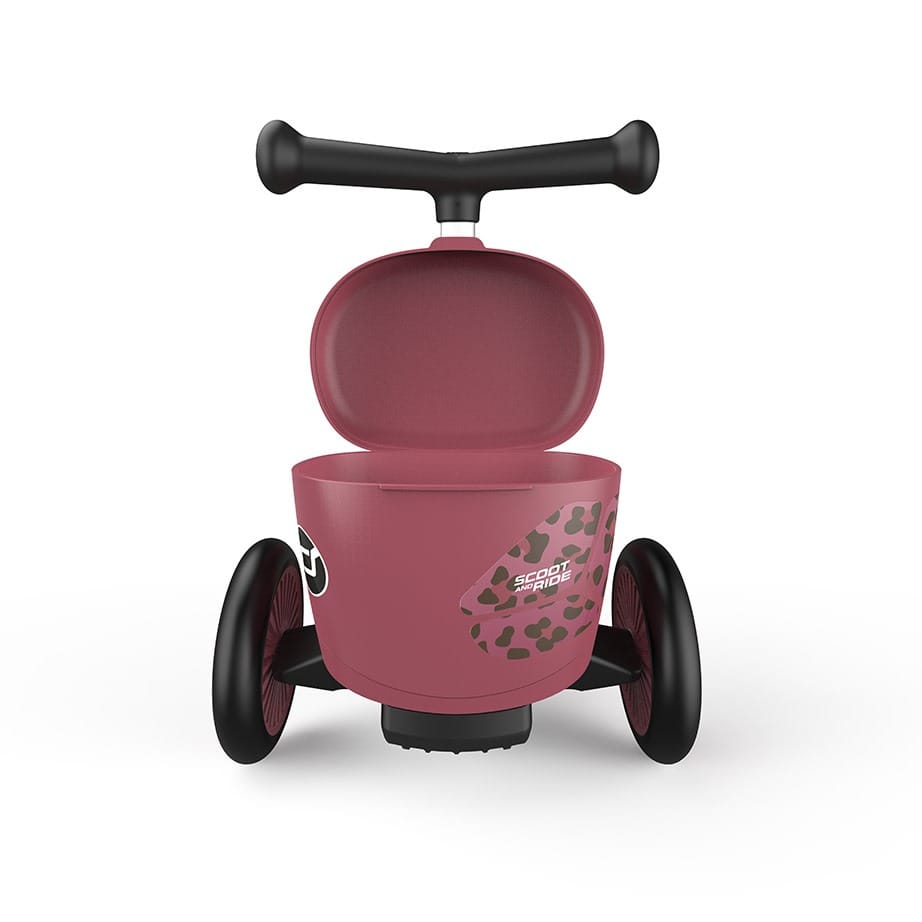 Scoot & Ride Highwaykick 1 Lifestyle Scooter & Push Along - Wildcat – rear view with basket